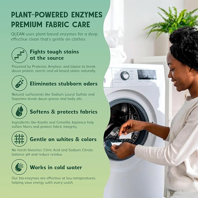 QLEAN Laundry Detergent Sheets (Travel Size 10 Loads) – Travel Laundry Detergent Sheets, Eco-Friendly Laundry Soap, HE & Standard Washer Safe, Stain Remover, Skin-Friendly - Ruby Sunset Bliss