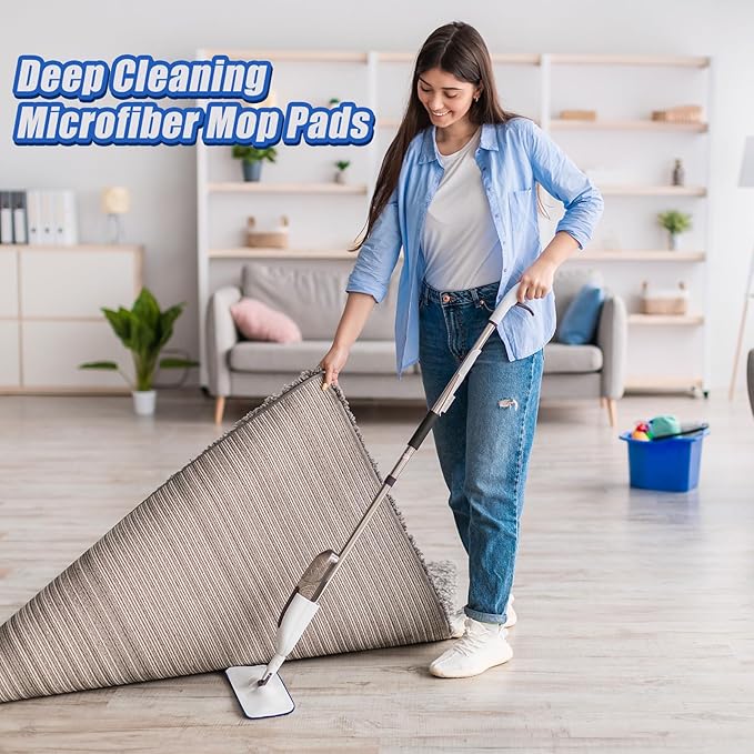 8 Pieces Microfiber Cleaning Pads Compatible with Bona Mop Reusable 18 Inch Replacement Cleaning Pads Washable Refills Replacement Heads for Floor Cleaning
