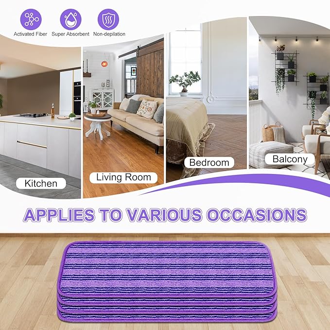 4 Pack Upgraded Reusable Mop Pads Compatible with Swiffer PowerMop, Mop Refill Pads Replacement for Swiffer Power Mop Spray Mop Pads for Multi-Surface Floor Cleaning, Quality Updated Cationic Material