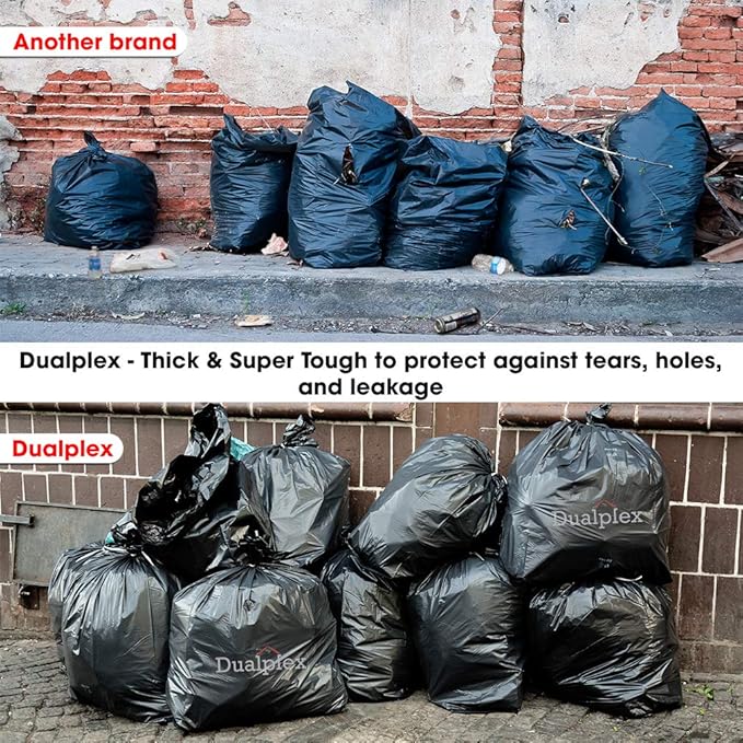 Dualplex 64-65 Gallon Black Trash Bags for Toter, 1.5 Mil Garbage Bag 50 Bags Per Case 50" X 54"