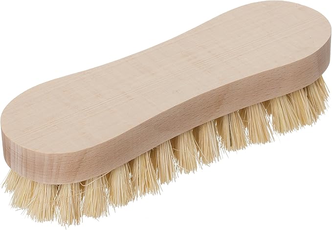 REDECKER Tampico Fiber Wooden Scrub Brush with Untreated Beechwood Handle, 6-1/2 inches Natural Bristles are Heat-Resistant and Retain Shape - Wooden Scrub Brushes for Cleaning
