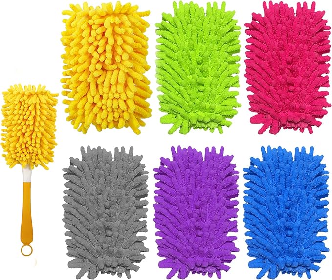 Reusable Duster Refill Compatible with Swiffer Hand Duster - 360 Heavy Duty Dusters Refills - Microfiber Ceiling Fan Duster for Swiffer Dusters Extended Handle, 6 Pack(Handle is Not Included)
