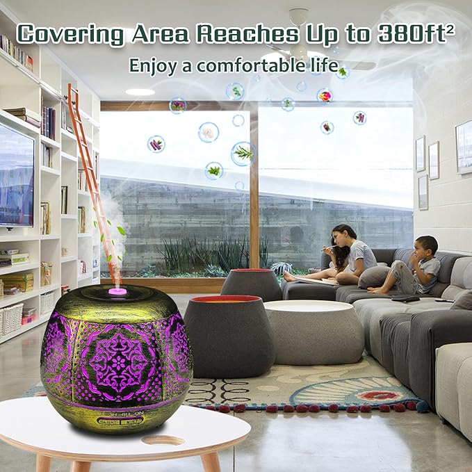 Essential Oil Diffuser for Home 500ML, Aromatherapy Diffusers for Essential Oils Large Room with Cool Mist Humidifiers for Bedroom 7 Colors Changed & 3 Mist Mode Automatic Shut-Off - B