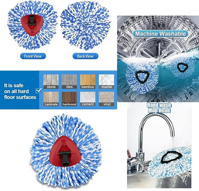 6 Pack Spin Mop Replacement Heads Compatible with Ocedar RinseClean 2 Tank Mop System,Microfiber Mop Refill Heads for O Cedar Cleaning All Hard-surfaced Floor