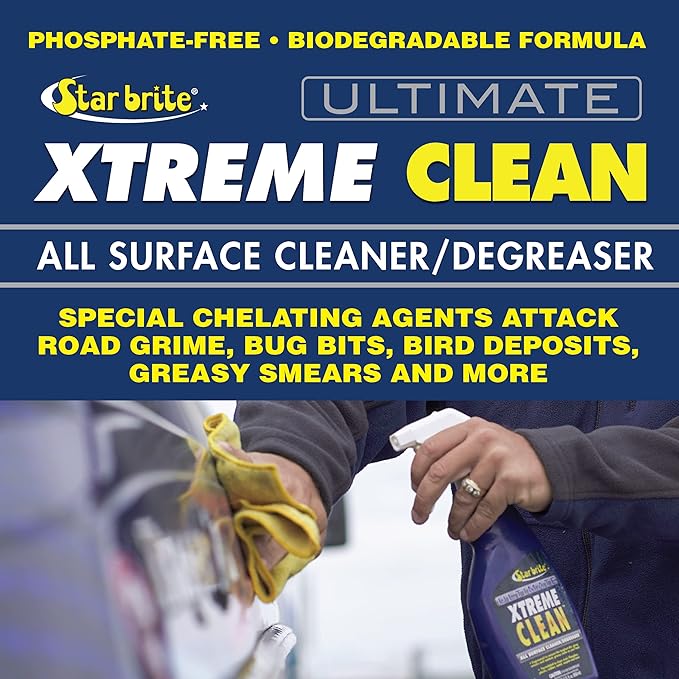 STAR BRITE Ultimate Xtreme Clean - High-Performance All-Surface Cleaner Degreaser, Ideal for Aluminum, Fiberglass, Plastic, Chrome, Stainless, Leather, and Rubber Surfaces