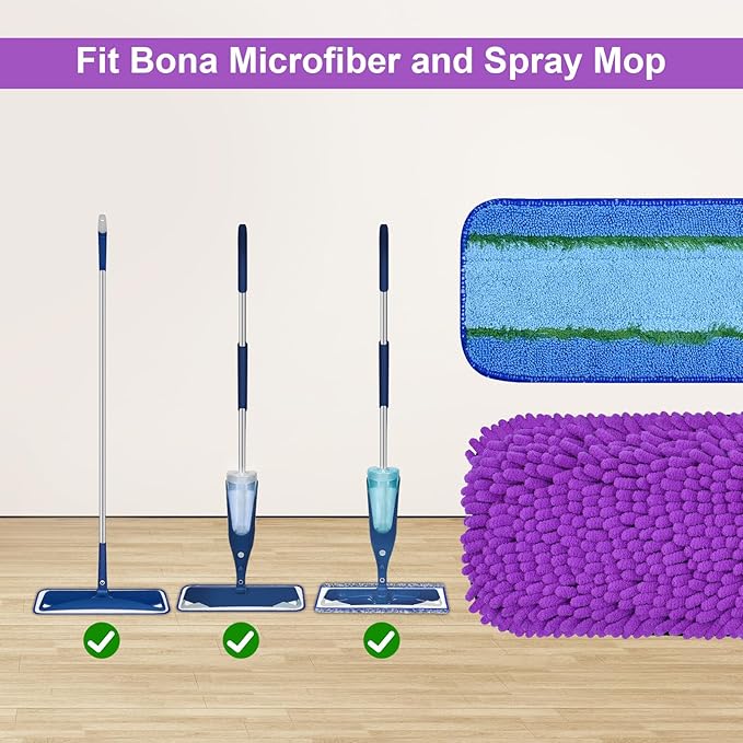 6 Pack Pet System Microfiber Sweeping Pad for Bona Mops, Microfiber Cleaning Pad for Hardwood Floors Dry Wet Cleaning - Attracts and Picks Up Pet Hair - Includes 3 Sweeping Pads and 3 Deep Clean Pad