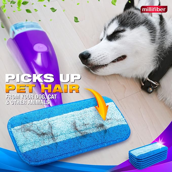 Reusable Mop Pads Compatible with Swiffer WetJet (2 Pack) - Microfiber Mop Refill for Wet Mopping Cloths - Hardwood Floor Cleaning Spray Pads Reusable Replacements