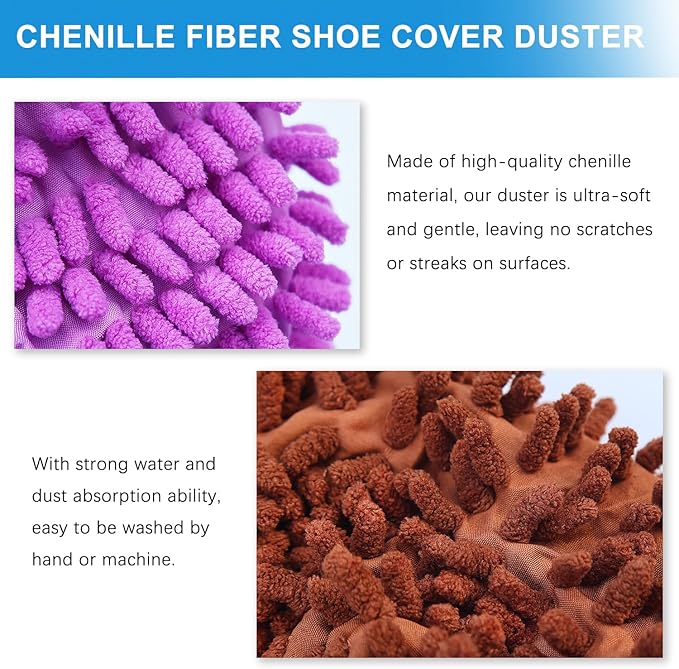 Mop Slippers Shoes Cover Duster - Microfiber Mopping Slippers for Floor Cleaning,Floor Cleaning Tools, Washable Reusable Socks Mop Shoes Microfiber Foot Socks (4 Pairs)