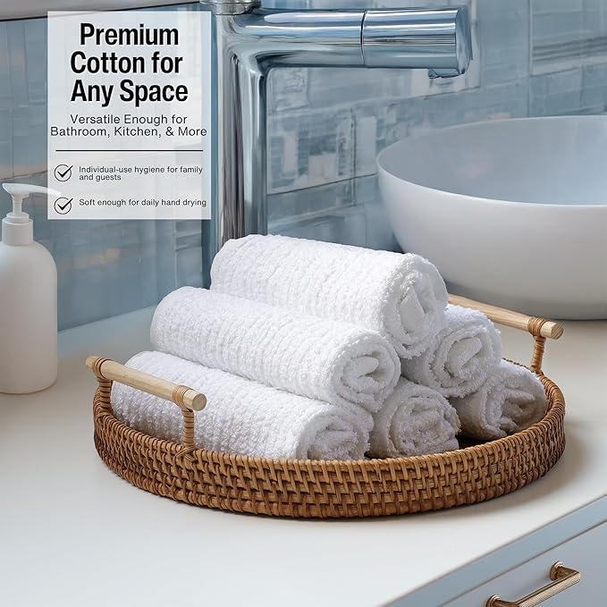 Bar Mop Cleaning Kitchen Dish Cloth Towels 12" x 12", 100% Cotton, Machine Washable, Everyday Kitchen Basic Utility Bar Mop Dishcloth Set of 36, White