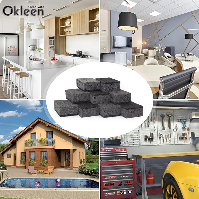 Black Scrub Sponges. Made in Europe. 9 Pack, 4.3x2.8x1.4 inches. Heavy Duty and Non Scratch Fiber. Kitchen Sponges Pack with No Smell. for Dishes and Household Washing