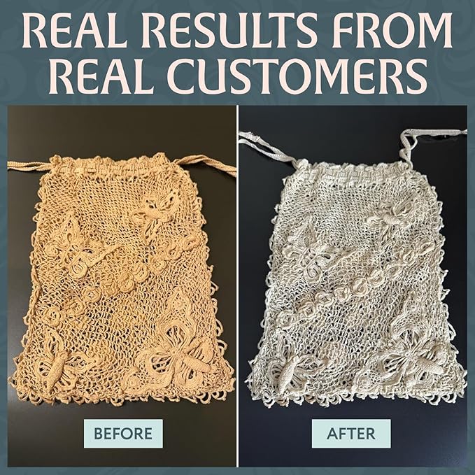 Vintage Fabric Stain Remover - Safely Cleans Retro & Antique Textiles - Made in the USA - Gently Removes Yellowing & Tough Stains From Vintage Linens, Quilts, Dresses, Doilies 16 Ounce (Pack of 1)