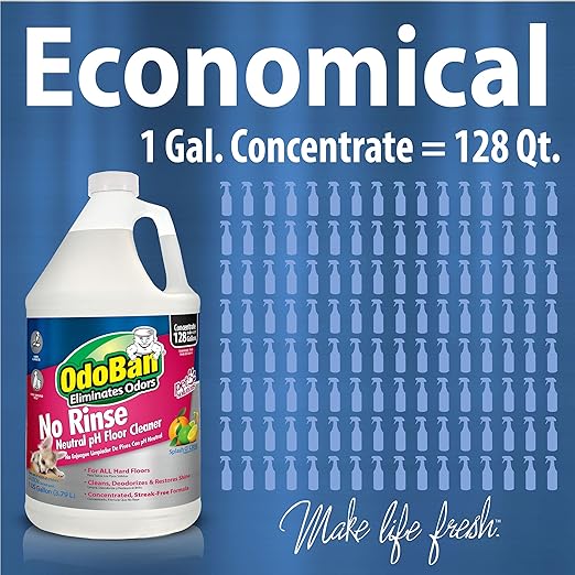 OdoBan Pet Solutions No Rinse Neutral pH Floor Cleaner Concentrate, Made in the USA, Splash O' Citrus Scent, 2 Gallons