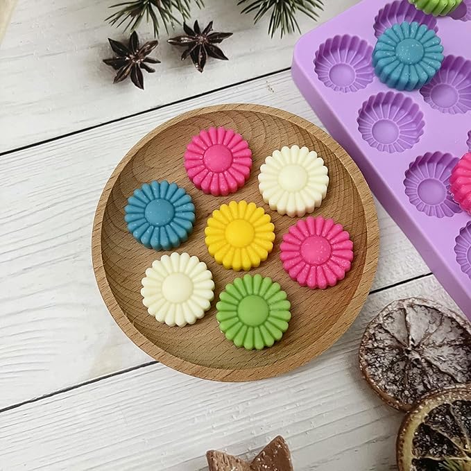 Flower Silicone Candy Molds with Scraper Silicone Daisy Flower Chocolate Molds