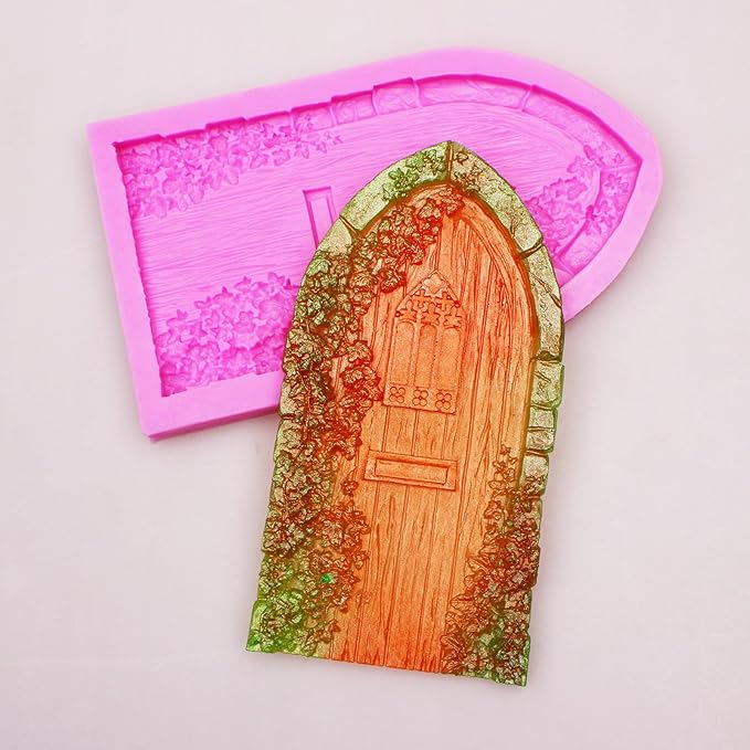Fairy Garden Door Fondant Molds, Enchanted Vintage Treehouse Silicone Chocolate Molds, Cake Decorating Baking Molds for Pudding Jelly Cookie Candy Gum Dessert Clay Resin DIY Craft