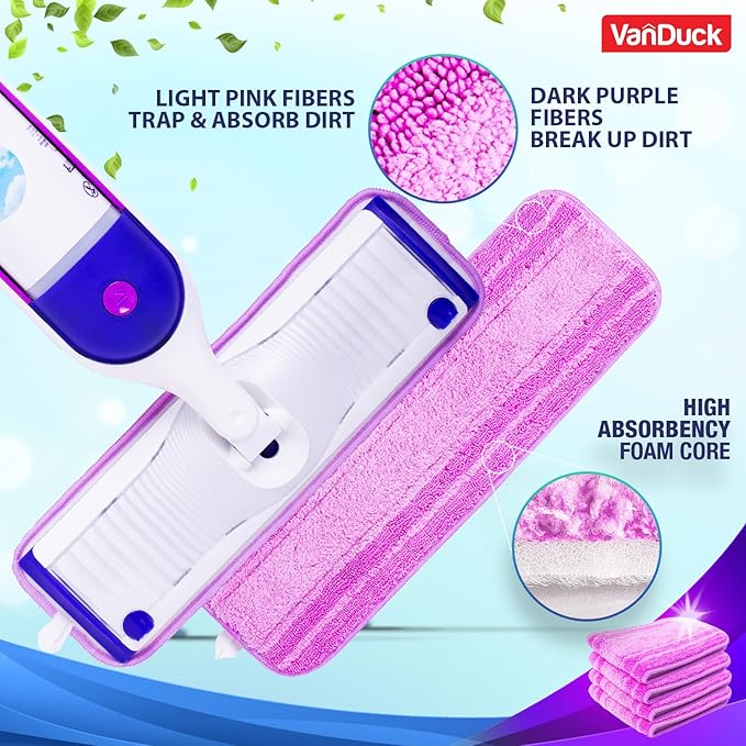 VanDuck Reusable Mop Pads Compatible with Swiffer PowerMop (6 Pack) - Multi-Surface Mopping Pad Refills for Hardwood Floor Cleaning