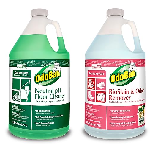 OdoBan Professional Cleaning Neutral pH Floor Cleaner and BioStain and Odor Remover, Made in the USA, 1 Gallon Each