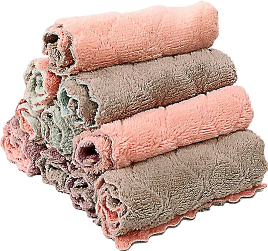10 Pack Kitchen Cloth, Microfiber DishTowels Washcloths, Super Absorbent Coral Velvet Dishtowels, Premium Cleaning Cloths,Non-Stick Oil Quick Dry Dish Towels, Soft Tea Towels, Table Cleaning Cloths.