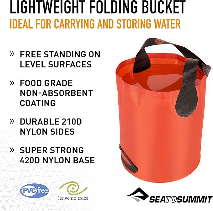 Sea to Summit Folding Bucket, Collapsible Camp Kitchen Bucket
