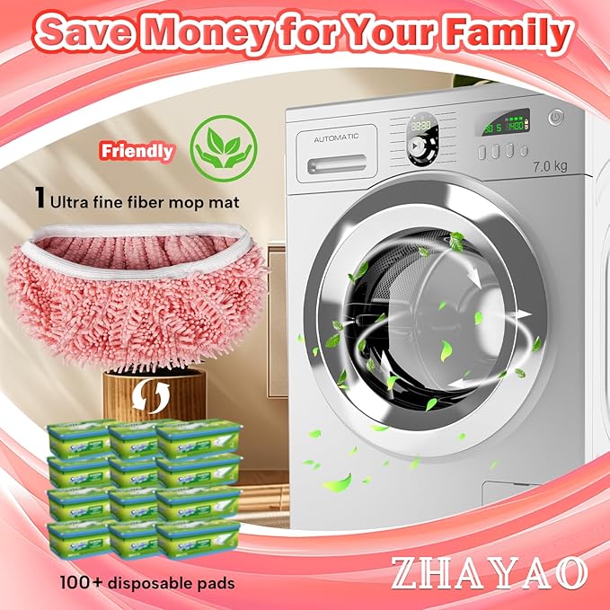 Reusable 100% Coral Fleece Mop Pads Compatible with Swiffer Sweeper Mop, Pink, Wet and Dry Flat mop Cover, 3 Pack Washable Mop Pads for Surface/Hardwood Floor Cleaning (Mop is Not Included)