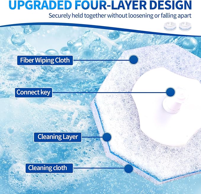 30 Count Disposable Toilet Brush Heads, Toilet Bowl Wand Refills for Toilet Cleaning, toilet scrubber refill，disposable toilet brush headrefills，Toilet Cleaning Sponges Heads for Bathtub, Floor, Drain