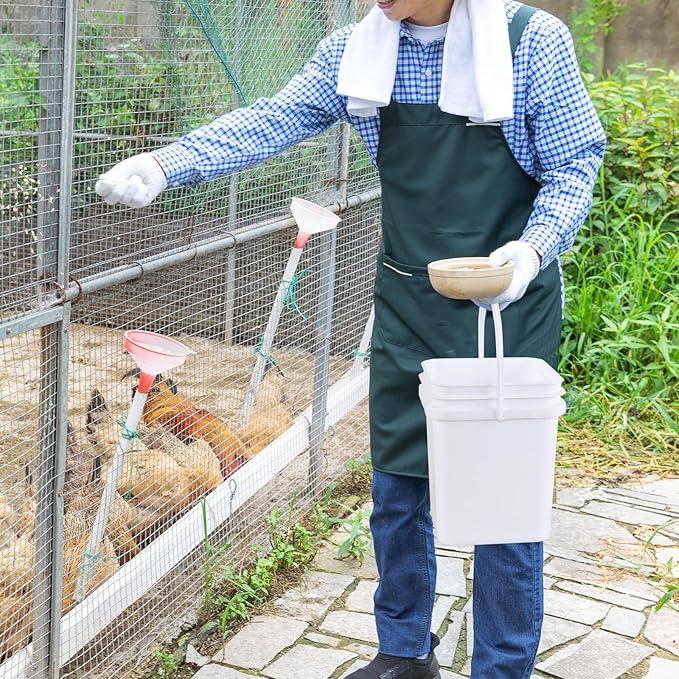 4.8 Gallon Plastic Square Bucket with Lid, 4 Pack White Food Bucket Pail with Handle