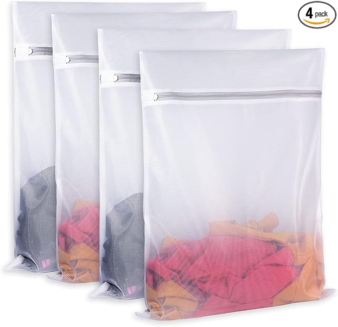 Mesh Laundry Bags,Laundry Bags Mesh Wash Bag for Washing Machine-Supper Zipper Net Laundry Bag,Lingerie,Sweater,Garment,Undergarment Large Size(16 x20 inch),Pack of 4