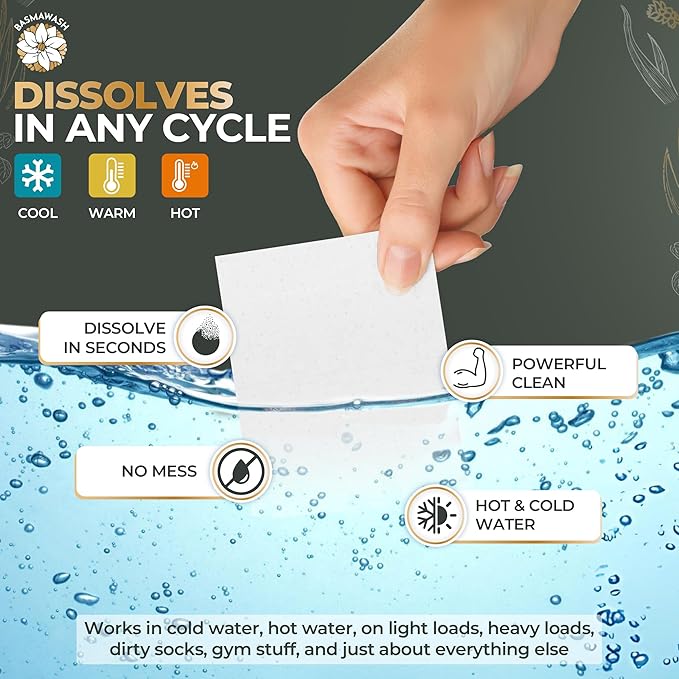 Natural Laundry Detergent & Fabric Softener Sheets | Fragrance-Free & Hypoallergenic | Aloe Vera & Pure Tea Tree Oil | Plant-Based, Biodegradable, Enzyme Powered, Baby-Safe, Eco-Friendly (50 Sheets)