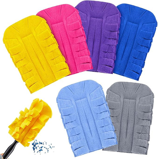 Zubebe 12 Pcs Duster Refill Reusable Fleece Duster Refills Feather Flat Dusters Multi Surface Washable Cleaning Pads Tools for Home, Blinds, Car, Pet, Furniture, Fans (Bright Color)