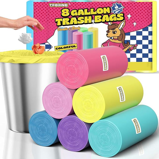 8 Gallon Trash Bags Colored - 150 Count Medium Garbage Bags Unscented, 30 Liter Thick Trash Can Liners, Plastic Wastebasket Liners for Home Kitchen Bathroom