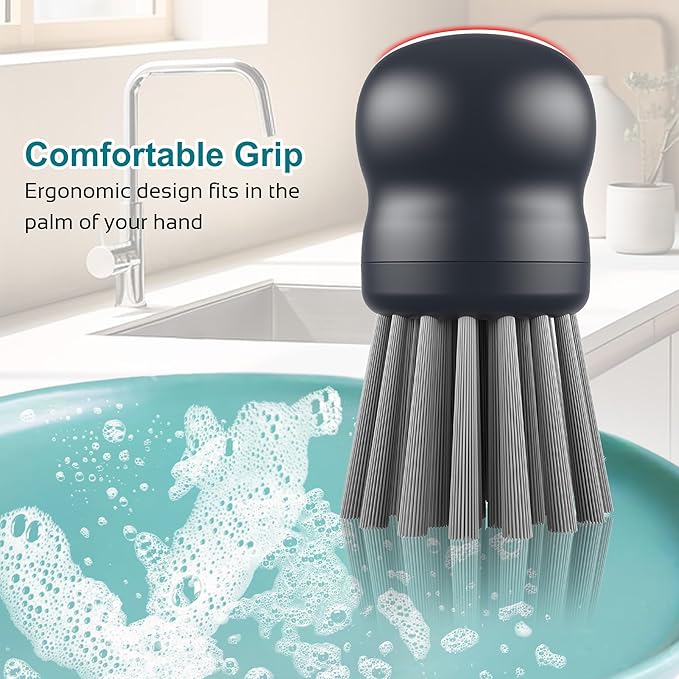 Mini Dish Brush for Cleaning Chicken Shredder, Palm Brush Dish Scrubber with Ergonomic Grip, Kitchen Brush for Washing Dishes, Pans, Pots, Sink, 1 Pack(Gray)