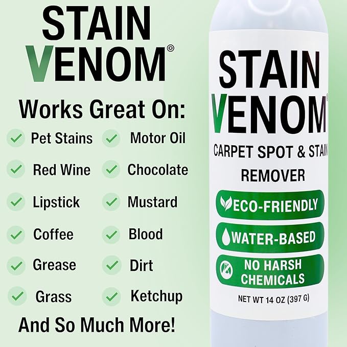 Carpet Spot & Stain Remover - 14 oz Spray Bottle - Free From PFAAS, PFOS, PFOA, VOC’s, And 1,4 Dioxane - Works On Fresh Pet Stains, Red Wine, Blood, Lipstick, Motor Oil, Coffee