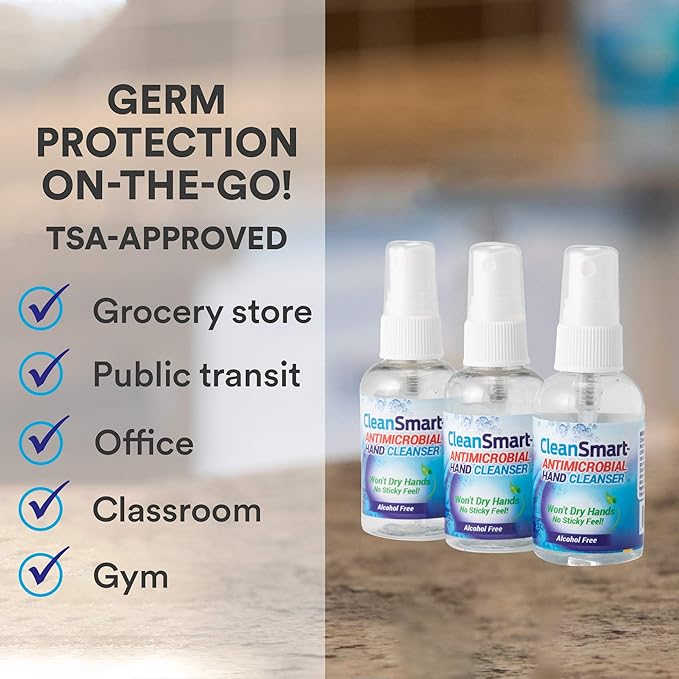 CleanSmart Skin & Hand Cleanser, 2 Ounce Spray Bottle (Pack of 3) Alcohol-Free Safe Cleanser