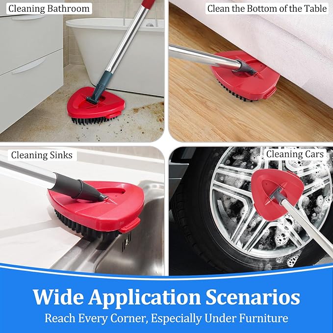 Mop Handle for Ocedar, Spin Mop Handle Replacement for O Cedar, 4 Section 30" to 58" Mop Handles for Ocedar Spin Mop, Include Mop Stick, Upgrade Mop Scrubber Head and Mop Base for Cedar Mop