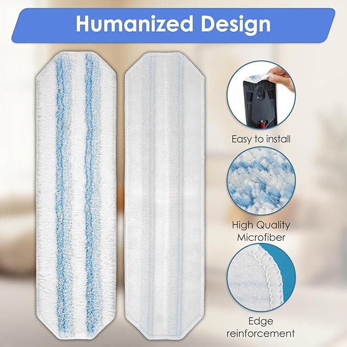 (4 Pack) H2prO Replacement Mop Pads Compatible with O-Cedar H2prO Mop, Washable Mop Cloths, Microfiber Mop Head, Mop Pad Refill Accessories, Mopping Pads