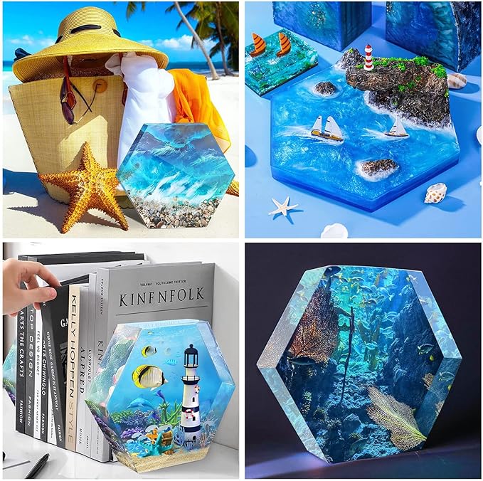 Large Silicone Molds for Resin, Actvty Large Resin Molds, 9 Inch Upgraded Hexagon Silicone Molds for Flowers Preservation, DIY Wedding, Valentine, Anniversary and Home Decors