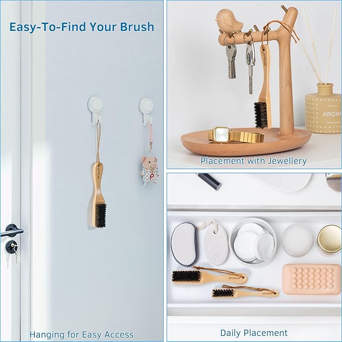 BFWood Horsehair Silver Brush - 2PCS Detailing Brush Set for Silverware - Jewelry Cleaning Brushes for Sterling, Cutlery, Metal - Perfect Match for Silver Polish