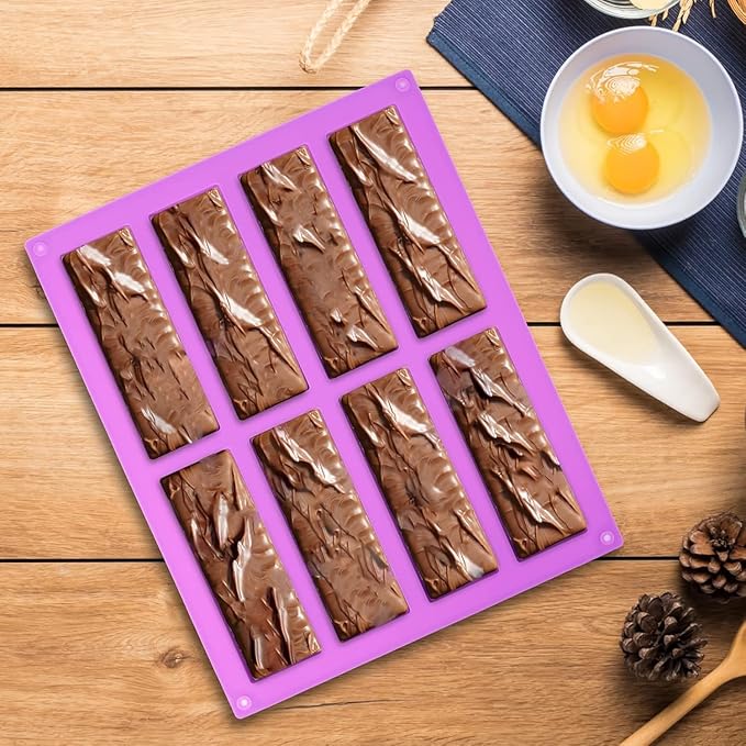 2 Pack Granola Bar Mold Silicone Mold,8 Cavity Rectangle Energy,Cereal Bar Molds for Ganache, Chocolate Bar, Truffles, Cheesecake