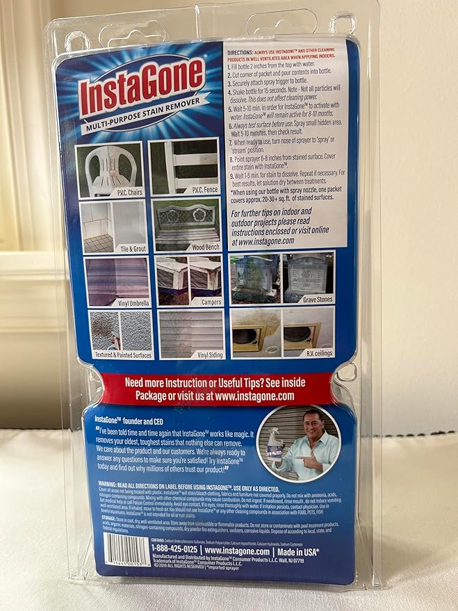 Stain Remover - TRIAL PACK (1 Pack + 24oz Spray Bottle) - Just Add Water - Indoor/Outdoor Ceiling, Wall, Bathroom, Roof, PVC Fence, Patio & More