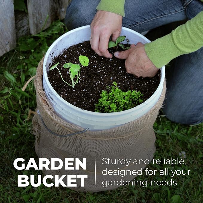 5-Gallon White Bucket Pail Container with Lid | Food Grade | Heavy-Duty Extra Durable | Metal Handles with Plastic Grip for Easy Carrying | Multi-Use | Easy Stack and Store | BPA Free - 3 Pack