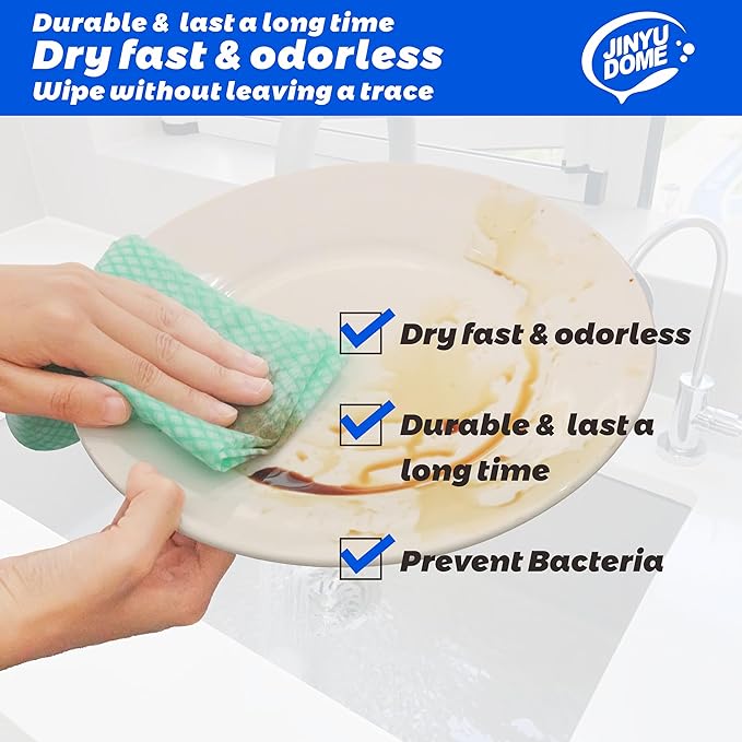 Reusable Kitchen Cleaning Cloths Dish Towels Dish Cloth Handi Wipe Reusable Cloths for Kitchen, Bathroom, Household Cleaning 100Pack Blue (Green 100 Pack)