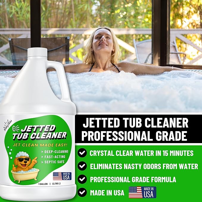 Jetted Tub Cleaner For Bathtub Jets - Fast Acting, For The Jets And The Tubes, Best Spa Cleaner Chemical For Whirlpool & Jacuzzi Tubs, Pro Grade Heavy Duty, Made In USA, 1 Gallon