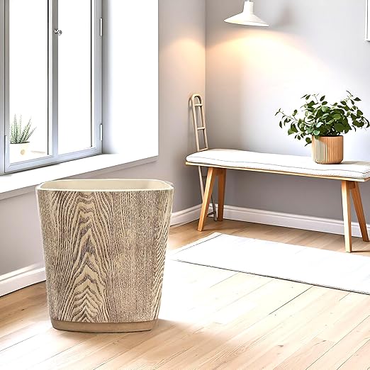 Hymmah Bathroom Trash Can 1.8 Gallon(7 Liter) Small Kitchen Garbage Can,Decor Wastebasket for Bedroom Office,Resin Hand-Carved