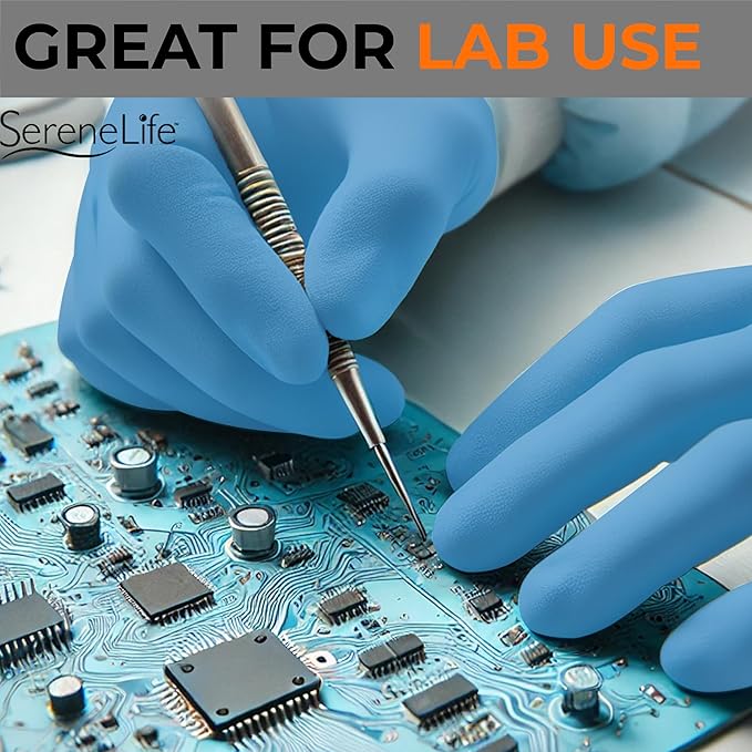 SereneLife Soft Industrial Gloves, Nitrile and Vinyl Gloves, Powder-Free, Textured Grip, Ideal for Cleaning, Food Service, Automotive, Household Work