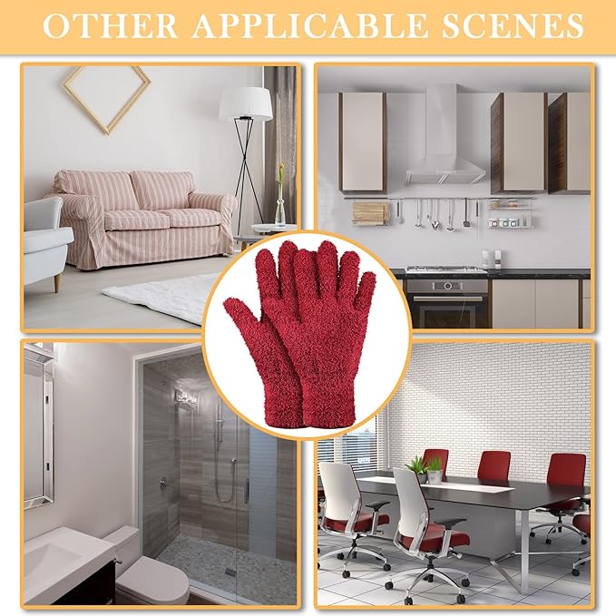 Patelai 3 Pairs Microfiber Plant Dusting Gloves Leaf Cleaning Gloves for Indoor Plants, Blinds, Furniture, House(Small,Brown, Dark Green, Dark Red)