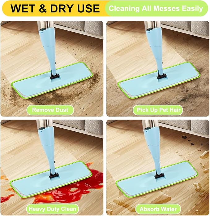 3 Pack 16.5 inch Reusable Mop Pads Microfiber Spray Mop Replacement Heads for Wet/Dry Mops Compatible with Bona Floor Care System (Multicolor )
