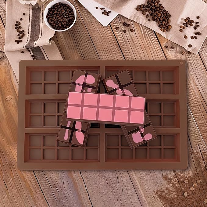 Silicone Chocolate Bar Mold - Non-Stick Durable Deep Dubai Chocolate Molds for Candy Bars, Dubai Pistachio, Energy & Protein Bars (10 Snap), Dishwasher Safe