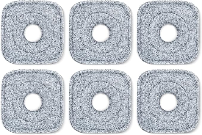 6Pcs Spin Mop Pads Compatible with Spin Mop and Bucket System True & Tidy True Clean Mop and Bucket System, 8.26X8.26 Size Spin Mop Replacement Pads