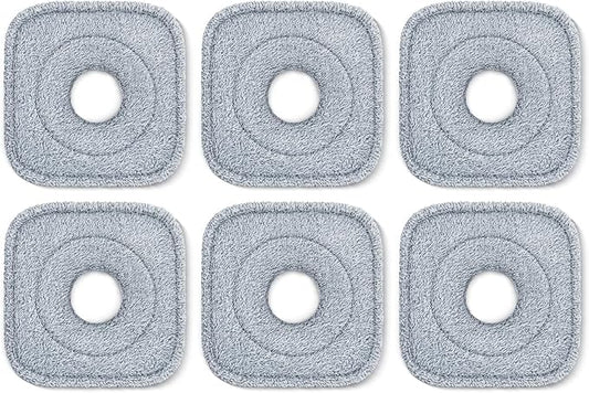 6Pcs Spin Mop Pads Compatible with Spin Mop and Bucket System True & Tidy True Clean Mop and Bucket System, 8.26X8.26 Size Spin Mop Replacement Pads