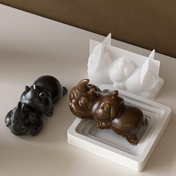 2Pcs Resin Molds Animal Silicone Molds for Resin Casting Crocodile Rhino Gypsum Concrete Molds