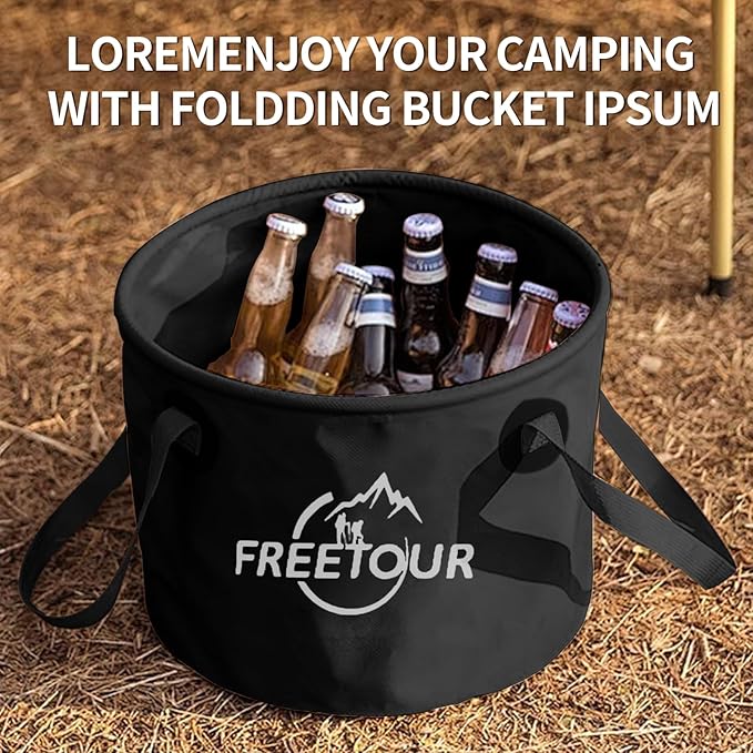 Baiao Collapsible Bucket 5 Gallon, Portable Collapsible Bucket with Handle, Folding Water Container for Fishing Camping Beach Hiking Home Travel Car Washing(Black 20L)